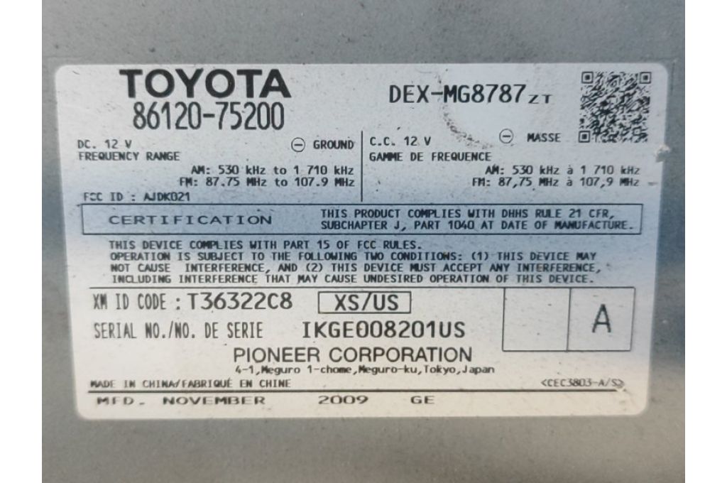 86120-75200 | radio LEXUS HS250H (ANF10) 09-12 (362467) - Zdjęcie 8