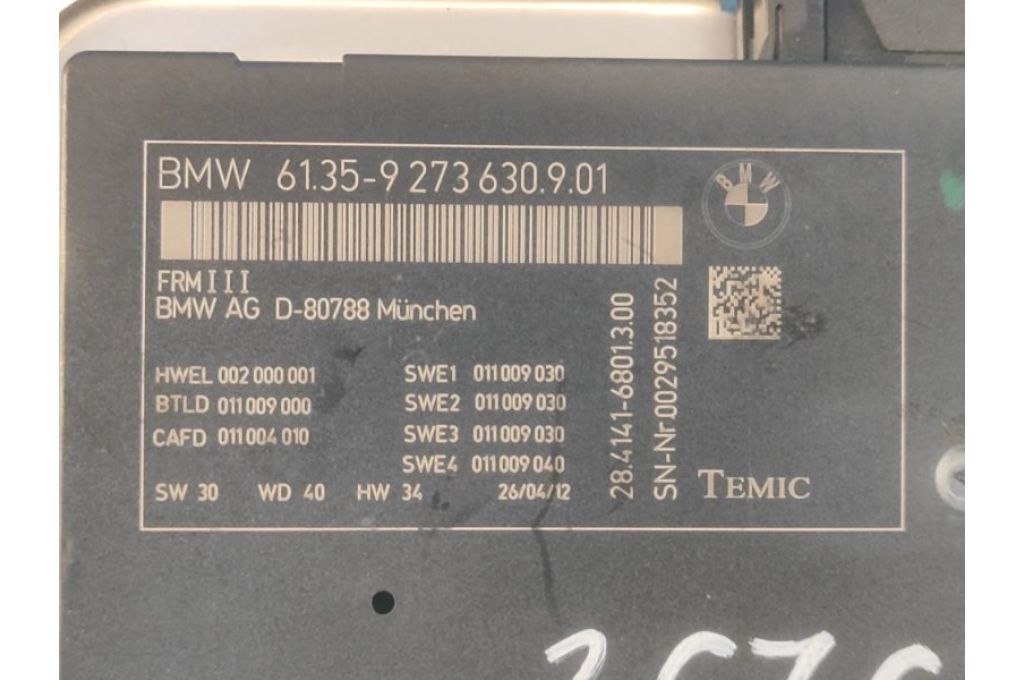 9273630 | Moduł sterowania zawieszeniem BMW 6 SERIES (F13) 12-18 (367673) - Zdjęcie 5