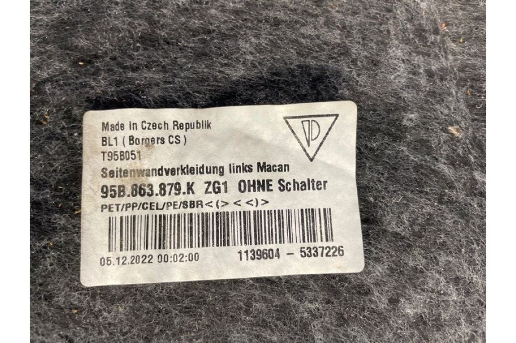 95B863879K | Tapicerka bagażnika lew. PORSCHE MACAN 18-22 (372462) - Zdjęcie 5
