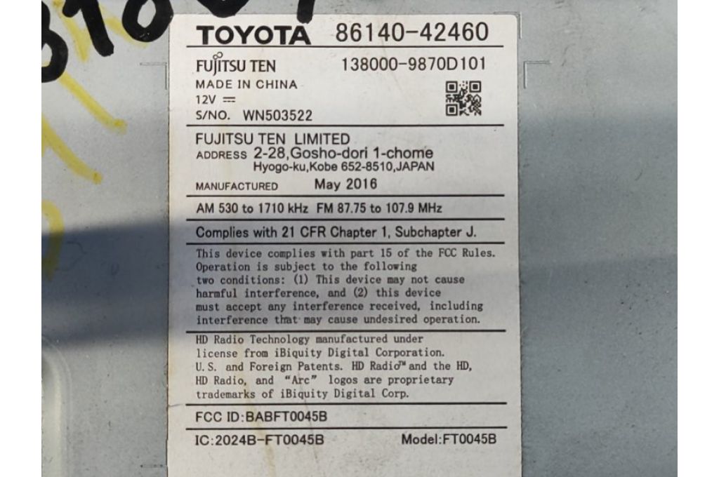 86140-42460 | radio TOYOTA RAV4 13-19 (381804) - Zdjęcie 9